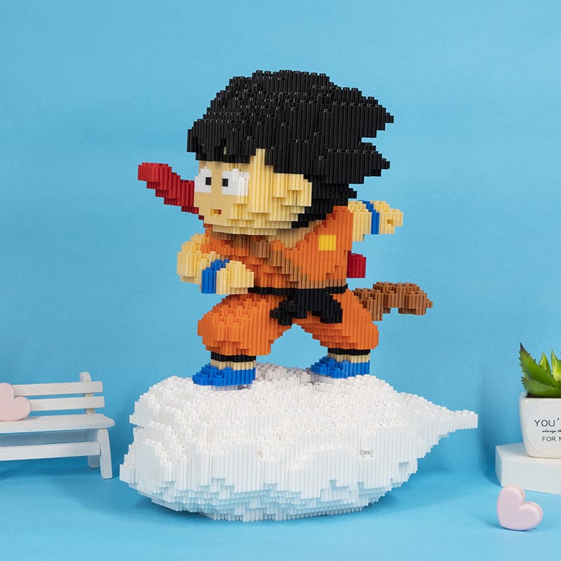 Buildiverse Kid Goku on Nimbus Cloud Diamond Building Blocks Set - 800+ Pieces