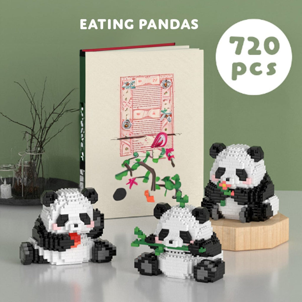 Buildiverse Eating Pandas (720 PCS) Kawaii Panda Sets