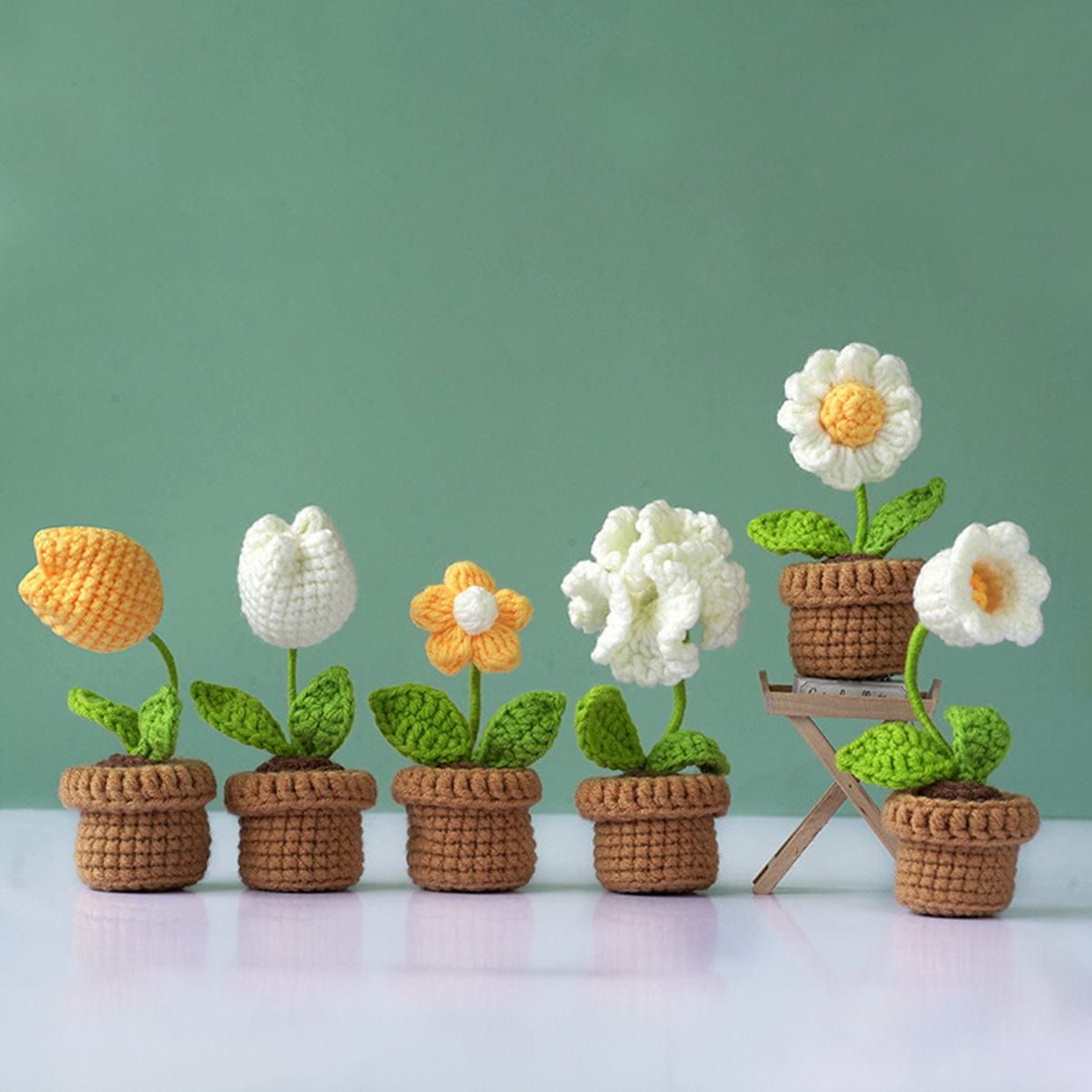 DIY Flower Crochet Kit for Women, Potted Kit, Rose, Daisy, Lily