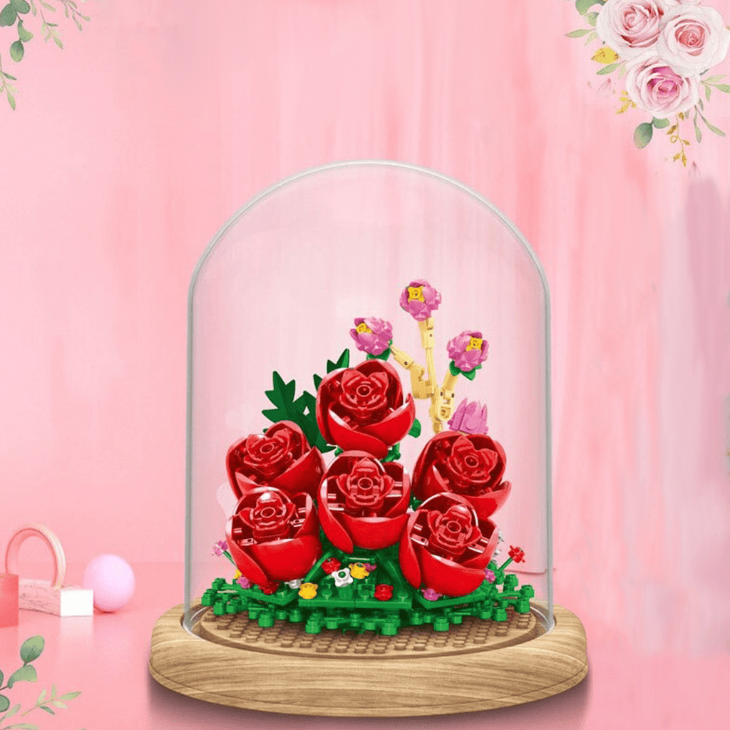 Buildiverse Red Roses Mini Immortal Flowers