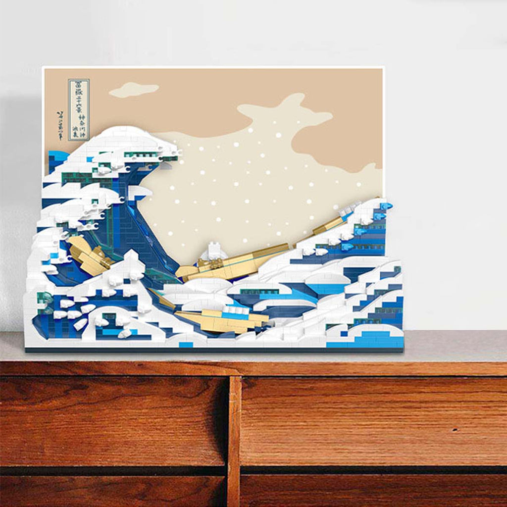 Buildiverse Mini Hokusai Painting, The Great Wave off Kanagawa