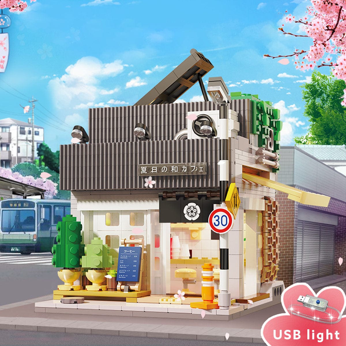 Buildiverse Japanese Building Blocks Tofu Bun house with USD light